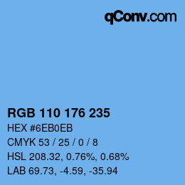 カラーコード: RGB 110 176 235 | qconv.com