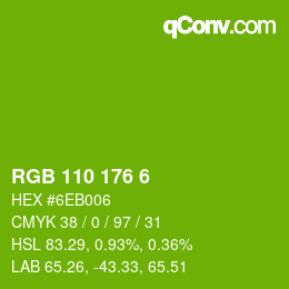 Color code: RGB 110 176 6 | qconv.com
