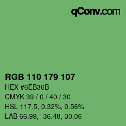 Farbcode: RGB 110 179 107 | qconv.com