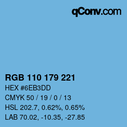 Color code: RGB 110 179 221 | qconv.com