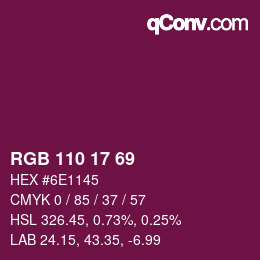 カラーコード: RGB 110 17 69 | qconv.com