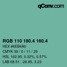 カラーコード: RGB 110 180.4 160.4 | qconv.com