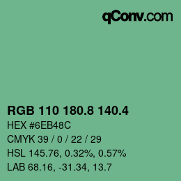 カラーコード: RGB 110 180.8 140.4 | qconv.com