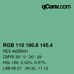 カラーコード: RGB 110 180.8 145.4 | qconv.com