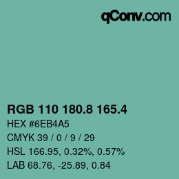カラーコード: RGB 110 180.8 165.4 | qconv.com