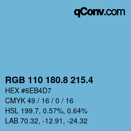 カラーコード: RGB 110 180.8 215.4 | qconv.com