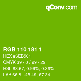 カラーコード: RGB 110 181 1 | qconv.com