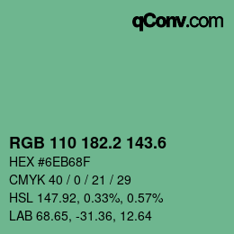 カラーコード: RGB 110 182.2 143.6 | qconv.com
