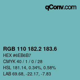 カラーコード: RGB 110 182.2 183.6 | qconv.com