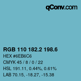 カラーコード: RGB 110 182.2 198.6 | qconv.com