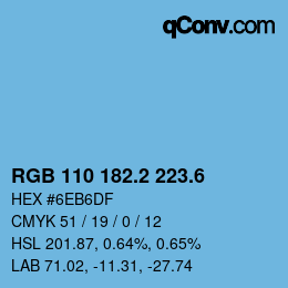 カラーコード: RGB 110 182.2 223.6 | qconv.com