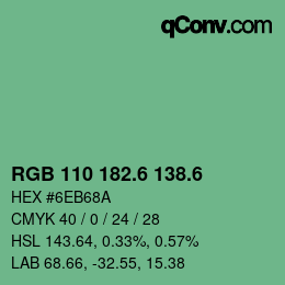 カラーコード: RGB 110 182.6 138.6 | qconv.com
