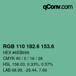 カラーコード: RGB 110 182.6 153.6 | qconv.com