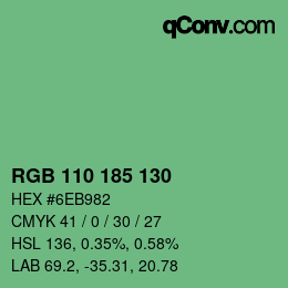 Color code: RGB 110 185 130 | qconv.com