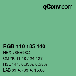 Color code: RGB 110 185 140 | qconv.com