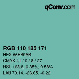 Color code: RGB 110 185 171 | qconv.com