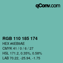 Color code: RGB 110 185 174 | qconv.com