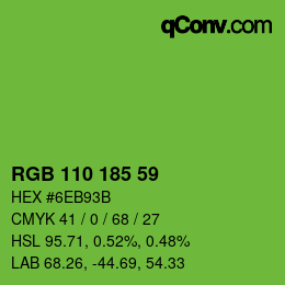 Color code: RGB 110 185 59 | qconv.com