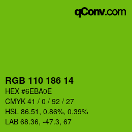 Color code: RGB 110 186 14 | qconv.com