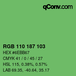 Color code: RGB 110 187 103 | qconv.com