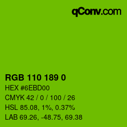 Color code: RGB 110 189 0 | qconv.com