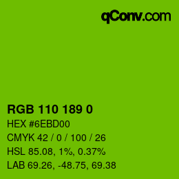 Color code: RGB 110 189 0 | qconv.com