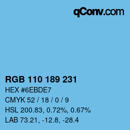 カラーコード: RGB 110 189 231 | qconv.com