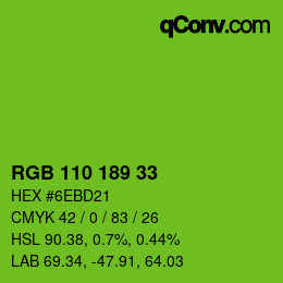 Color code: RGB 110 189 33 | qconv.com