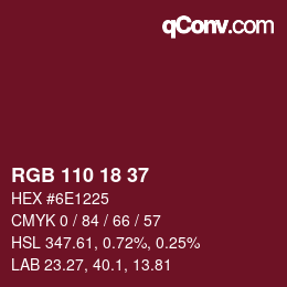 Color code: RGB 110 18 37 | qconv.com