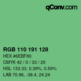 Código de color: RGB 110 191 128 | qconv.com