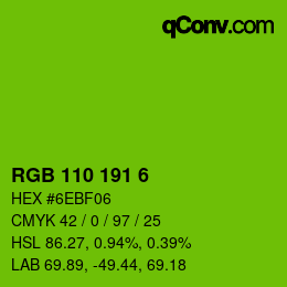Color code: RGB 110 191 6 | qconv.com