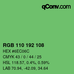 カラーコード: RGB 110 192 108 | qconv.com