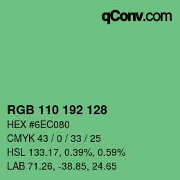 Color code: RGB 110 192 128 | qconv.com