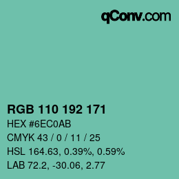 Color code: RGB 110 192 171 | qconv.com