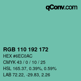 Color code: RGB 110 192 172 | qconv.com