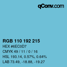Color code: RGB 110 192 215 | qconv.com
