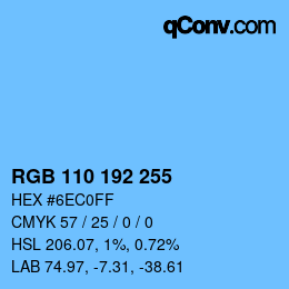 Color code: RGB 110 192 255 | qconv.com