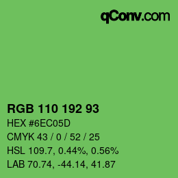 カラーコード: RGB 110 192 93 | qconv.com