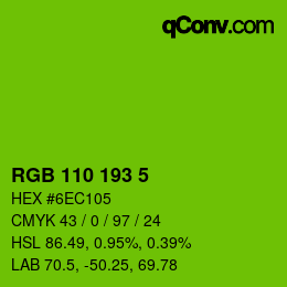 カラーコード: RGB 110 193 5 | qconv.com