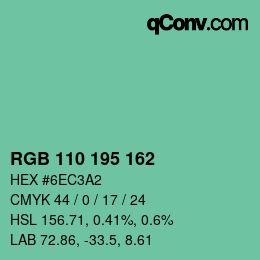 Color code: RGB 110 195 162 | qconv.com