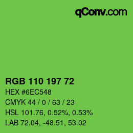 Color code: RGB 110 197 72 | qconv.com