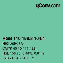 カラーコード: RGB 110 198.8 164.4 | qconv.com