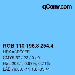 カラーコード: RGB 110 198.8 254.4 | qconv.com