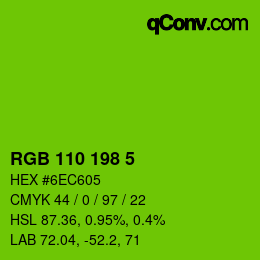 カラーコード: RGB 110 198 5 | qconv.com