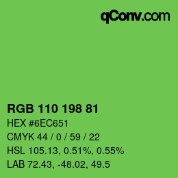 Color code: RGB 110 198 81 | qconv.com