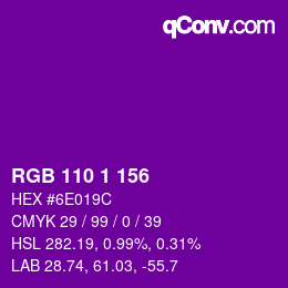 カラーコード: RGB 110 1 156 | qconv.com