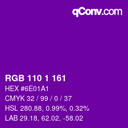 Color code: RGB 110 1 161 | qconv.com