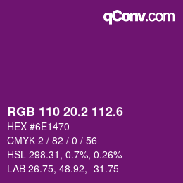 カラーコード: RGB 110 20.2 112.6 | qconv.com