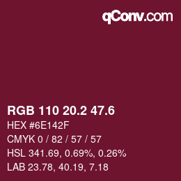 カラーコード: RGB 110 20.2 47.6 | qconv.com