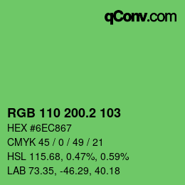 カラーコード: RGB 110 200.2 103 | qconv.com